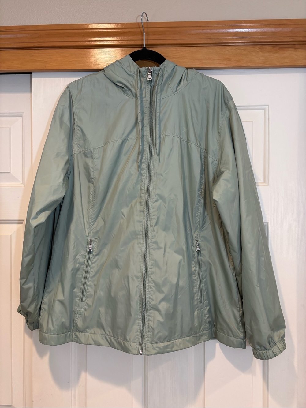 Calvin Klein Light Sage Hooded Windbreaker Jacket - Women’s